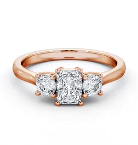 Three Stone Radiant with Round Diamond Trilogy Ring 9K Rose Gold TH73_RG_THUMB2 