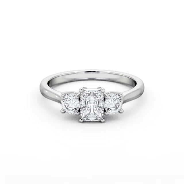 Three Stone Radiant Diamond Ring 18K White Gold - Ester TH73_WG_HAND