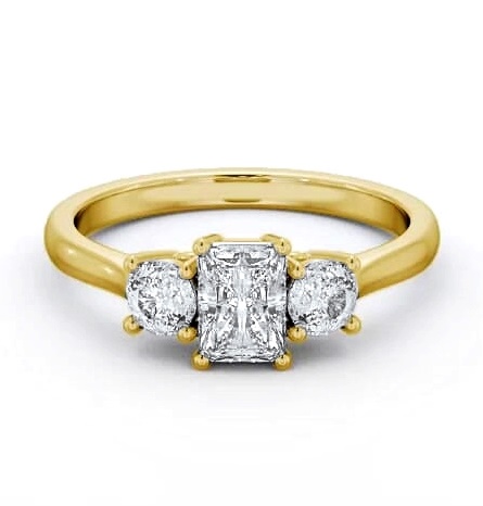 Three Stone Radiant with Round Diamond Trilogy Ring 18K Yellow Gold TH73_YG_THUMB2 
