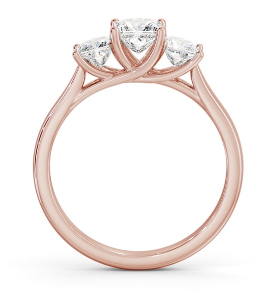 Three Stone Princess Diamond Sweeping Prongs Trilogy Ring 9K Rose Gold TH74_RG_THUMB1