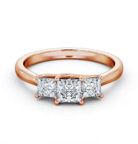 Three Stone Princess Diamond Sweeping Prongs Trilogy Ring 9K Rose Gold TH74_RG_THUMB2 