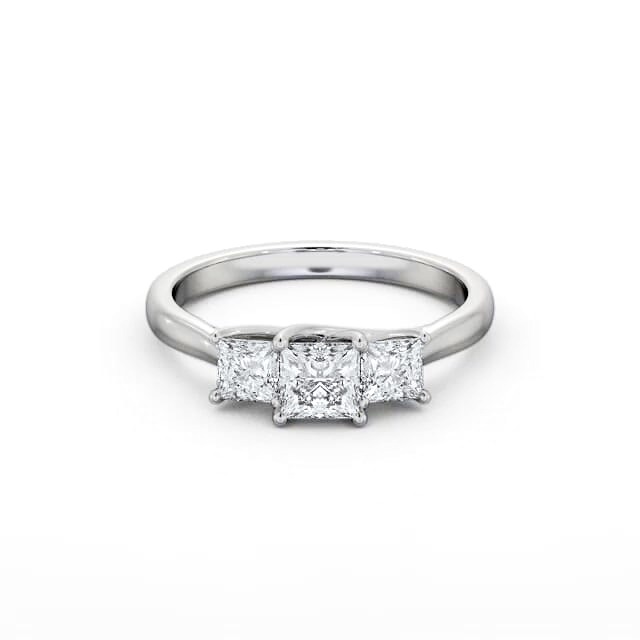 Three Stone Princess Diamond Ring 18K White Gold - Kensley TH74_WG_HAND