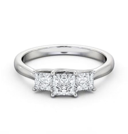 Three Stone Princess Diamond Sweeping Prongs Trilogy Ring 18K White Gold TH74_WG_THUMB2 