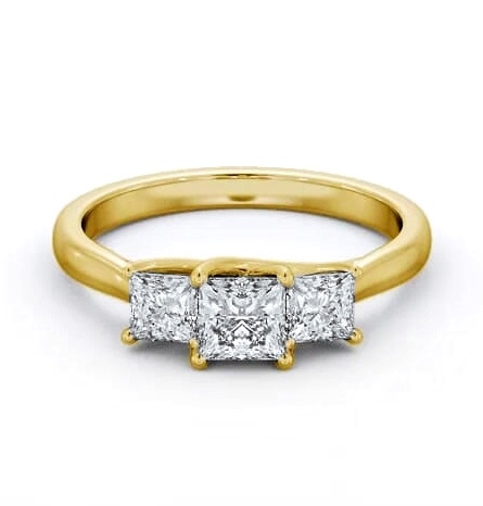 Three Stone Princess Sweeping Prongs Trilogy Ring 18K Yellow Gold TH74_YG_THUMB2 
