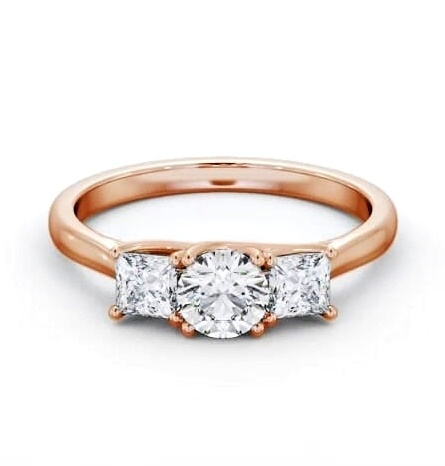 Three Stone Round with Princess Diamond Trilogy Ring 18K Rose Gold TH75_RG_THUMB1