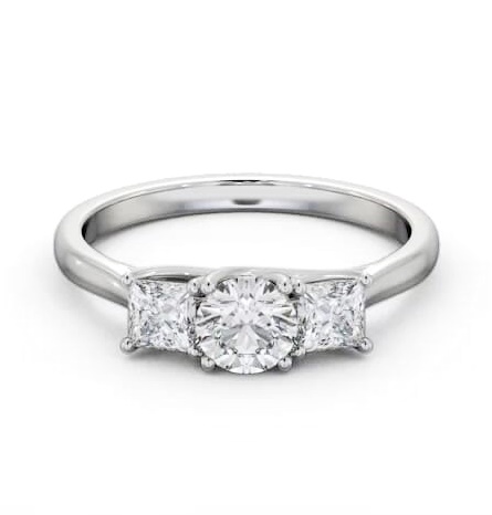 Three Stone Round with Princess Diamond Trilogy Ring 18K White Gold TH75_WG_THUMB2 