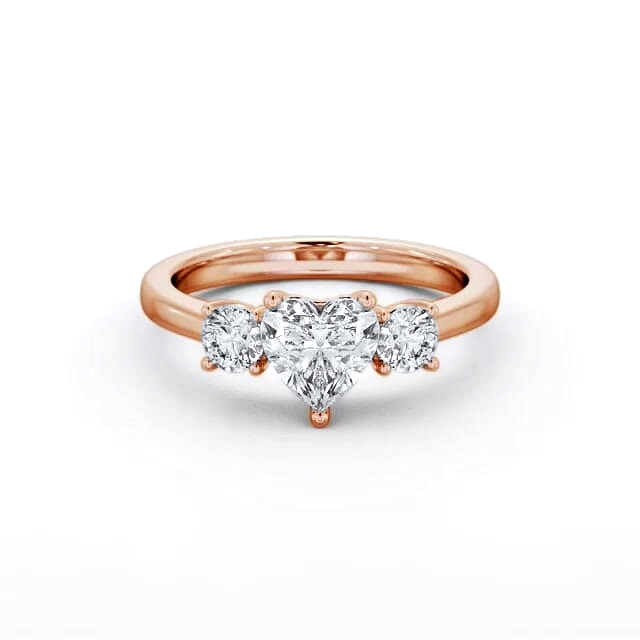 Three Stone Heart Diamond Ring 18K Rose Gold - Avalene TH76_RG_HAND