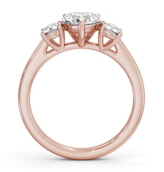 Three Stone Heart with Round Diamond Trilogy Ring 9K Rose Gold TH76_RG_THUMB1 