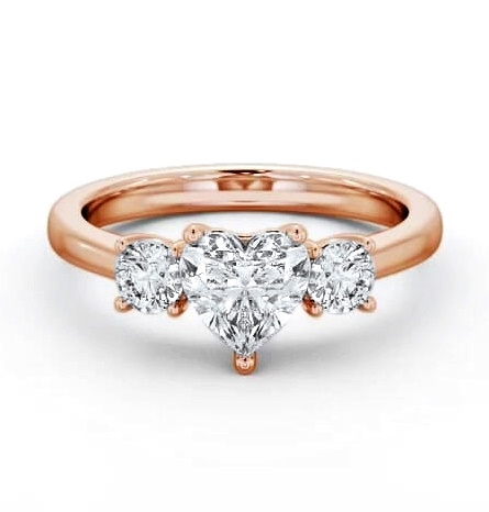 Three Stone Heart with Round Diamond Trilogy Ring 9K Rose Gold TH76_RG_THUMB2 