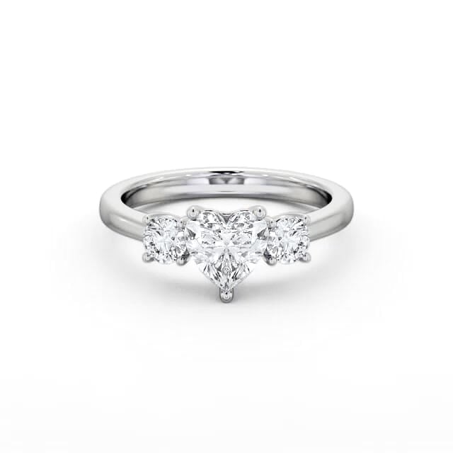 Three Stone Heart Diamond Ring 18K White Gold - Avalene TH76_WG_HAND