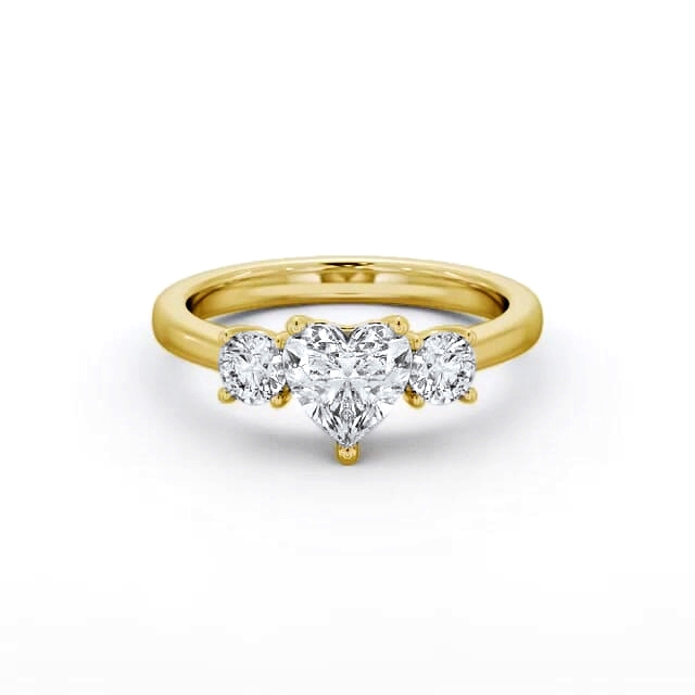 Three Stone Heart Diamond Ring 18K Yellow Gold - Avalene TH76_YG_HAND