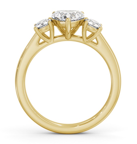 Three Stone Heart with Round Diamond Trilogy Ring 9K Yellow Gold TH76_YG_THUMB1 