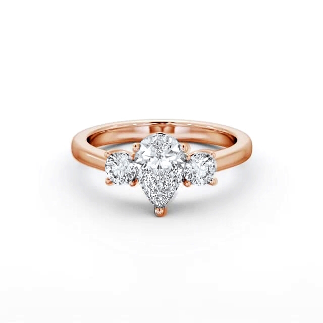 Three Stone Pear Diamond Ring 9K Rose Gold - Braylen TH77_RG_HAND