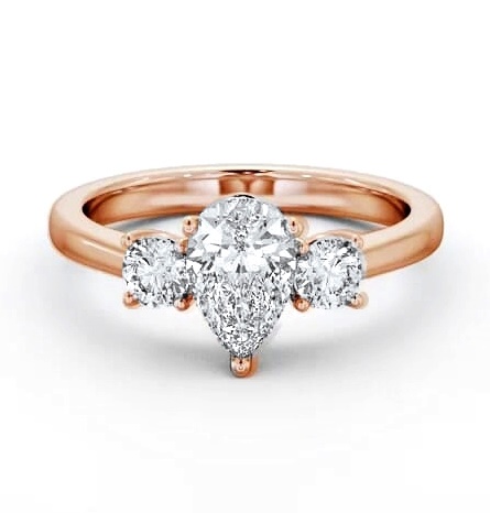 Three Stone Pear with Round Diamond Trilogy Ring 18K Rose Gold TH77_RG_THUMB1