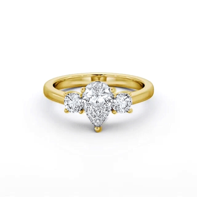Three Stone Pear Diamond Ring 9K Yellow Gold - Braylen TH77_YG_HAND