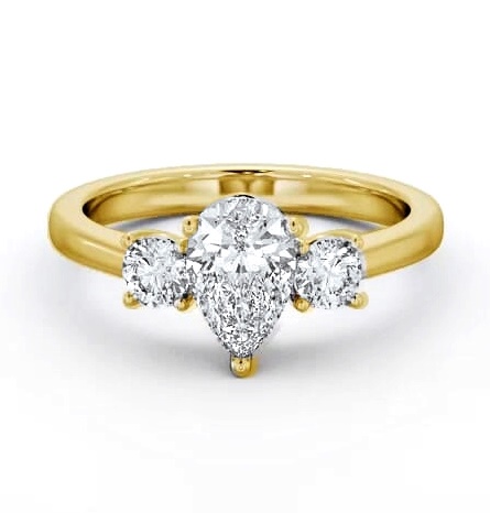 Three Stone Pear with Round Diamond Trilogy Ring 9K Yellow Gold TH77_YG_THUMB1