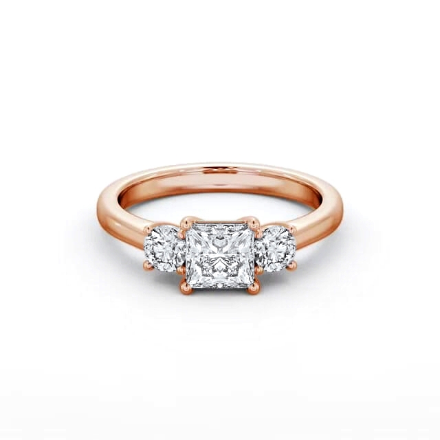 Three Stone Princess Diamond Ring 18K Rose Gold - Ensley TH78_RG_HAND