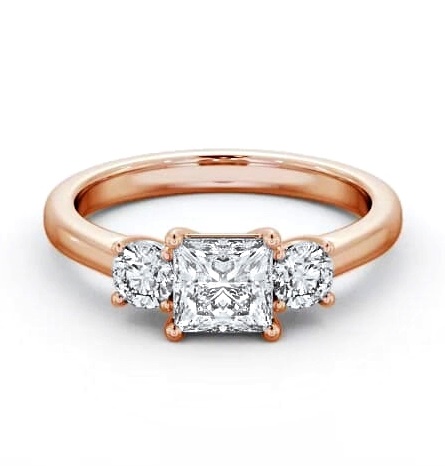 Three Stone Princess with Round Diamond Trilogy Ring 9K Rose Gold TH78_RG_THUMB2 