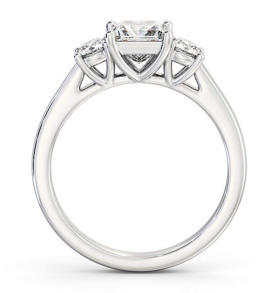Three Stone Princess with Round Diamond Trilogy Ring 18K White Gold TH78_WG_THUMB1 