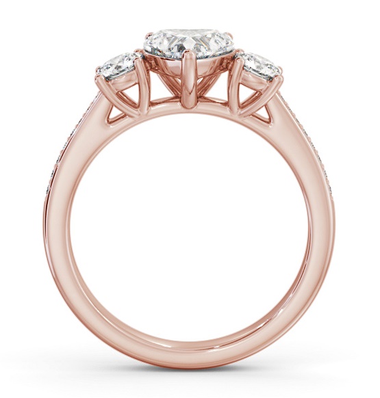 Three Stone Heart and Round Diamond Ring 9K Rose Gold with Side Stones TH79_RG_THUMB1 