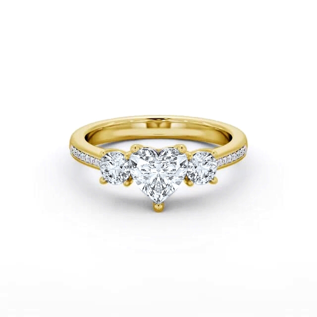 Three Stone Heart Diamond Ring 18K Yellow Gold - Francis TH79_YG_HAND
