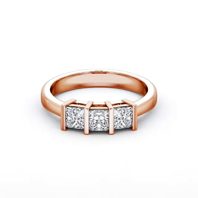 Three Stone Princess Diamond Ring 9K Rose Gold - Makayla TH7_RG_HAND