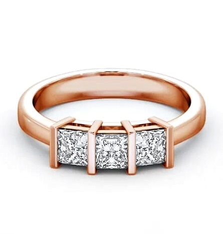 Three Stone Princess Diamond Tension Set Ring 18K Rose Gold TH7_RG_THUMB1