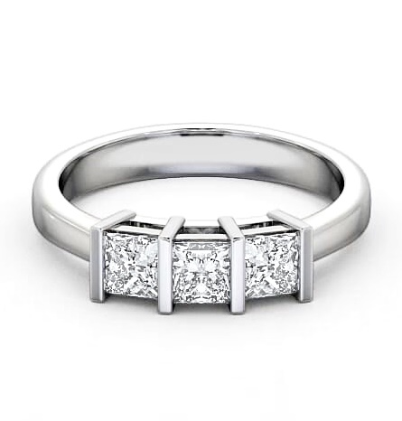 Three Stone Princess Diamond Tension Set Ring Platinum TH7_WG_THUMB2 