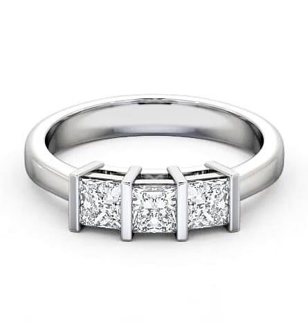 Three Stone Princess Diamond Tension Set Ring 9K White Gold TH7_WG_THUMB1