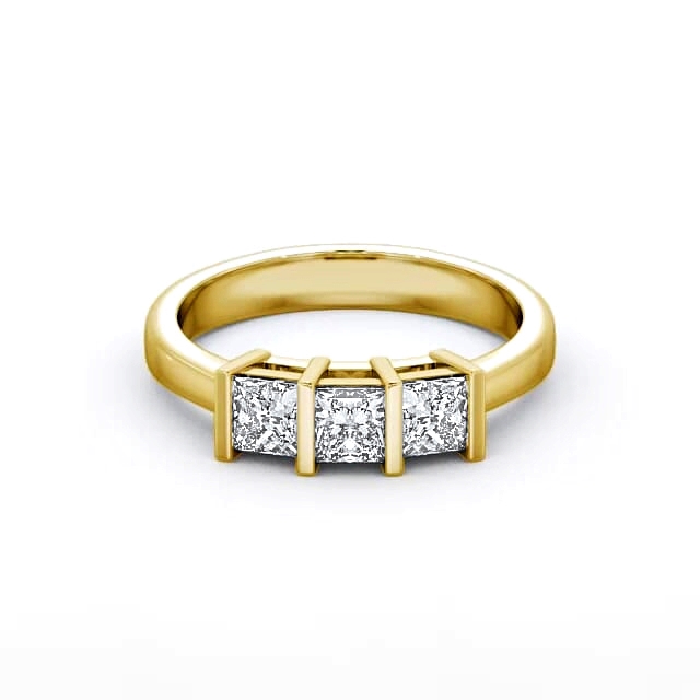 Three Stone Princess Diamond Ring 18K Yellow Gold - Makayla TH7_YG_HAND