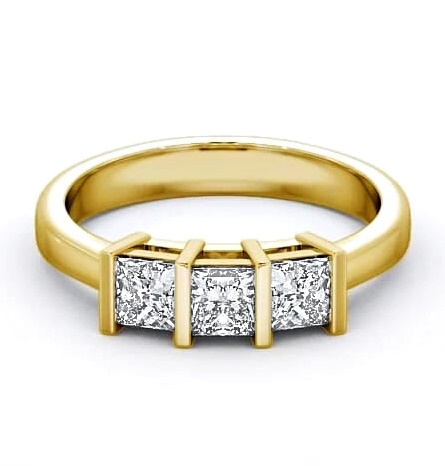 Three Stone Princess Diamond Tension Set Ring 9K Yellow Gold TH7_YG_THUMB1