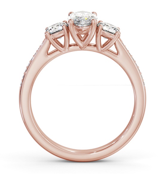 Three Stone Marquise and Round Diamond Ring 18K Rose Gold with Side Stones TH80_RG_THUMB1