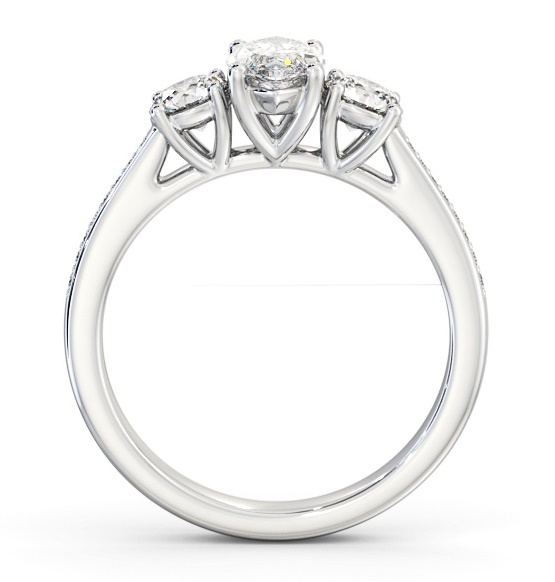 Three Stone Marquise and Round Diamond Ring 18K White Gold with Side Stones TH80_WG_THUMB1 