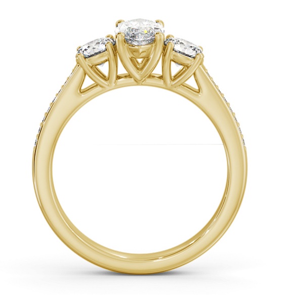 Three Stone Marquise and Round Diamond Ring 18K Yellow Gold with Side Stones TH80_YG_THUMB1