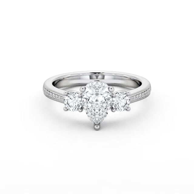 Three Stone Pear Diamond Ring 18K White Gold - Jesslyn TH81_WG_HAND