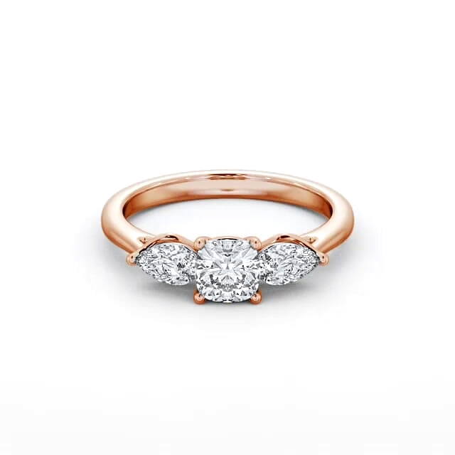 Three Stone Cushion Diamond Ring 18K Rose Gold - Bethanie TH83_RG_HAND