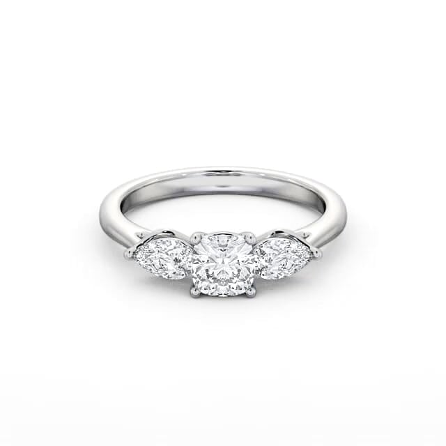 Three Stone Cushion Diamond Ring 18K White Gold - Bethanie TH83_WG_HAND