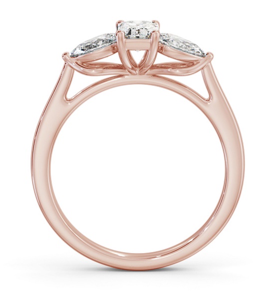 Three Stone Emerald and Pear Diamond Trilogy Ring 9K Rose Gold TH84_RG_THUMB1 