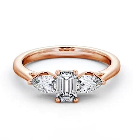 Three Stone Emerald and Pear Diamond Trilogy Ring 9K Rose Gold TH84_RG_THUMB1