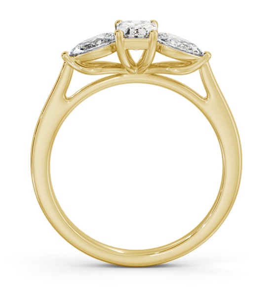 Three Stone Emerald and Pear Diamond Trilogy Ring 9K Yellow Gold TH84_YG_THUMB1 