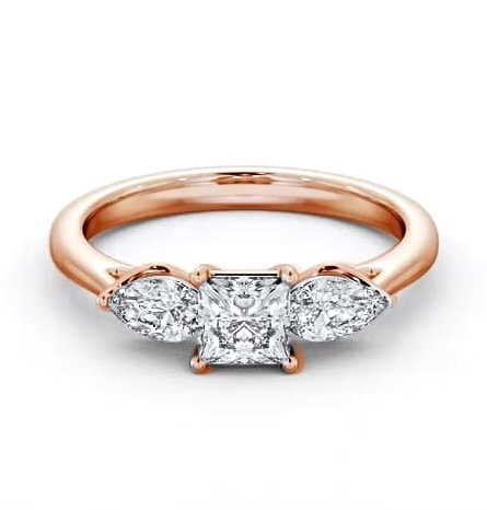 Three Stone Princess and Pear Diamond Trilogy Ring 9K Rose Gold TH85_RG_THUMB1