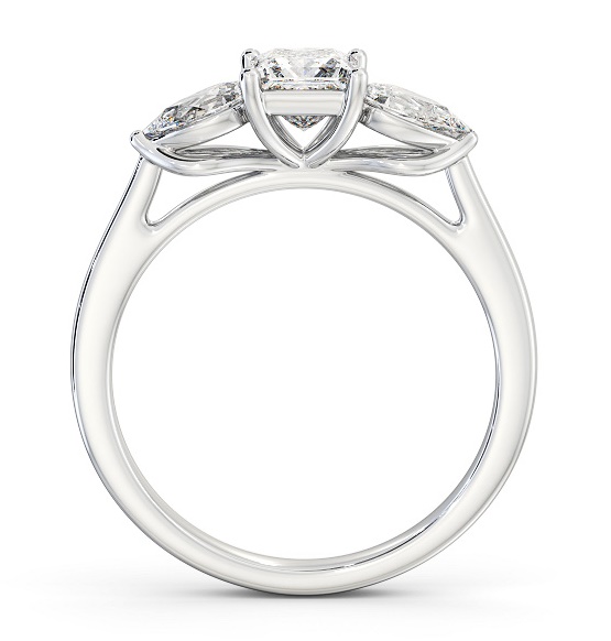 Three Stone Princess and Pear Diamond Trilogy Ring 18K White Gold TH85_WG_THUMB1 