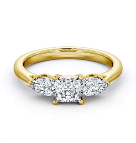 Three Stone Princess and Pear Diamond Trilogy Ring 18K Yellow Gold TH85_YG_THUMB2 