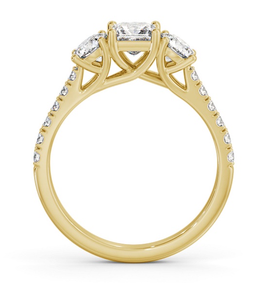 Three Stone Princess and Round Ring 18K Yellow Gold with Side Stones TH86_YG_THUMB1 