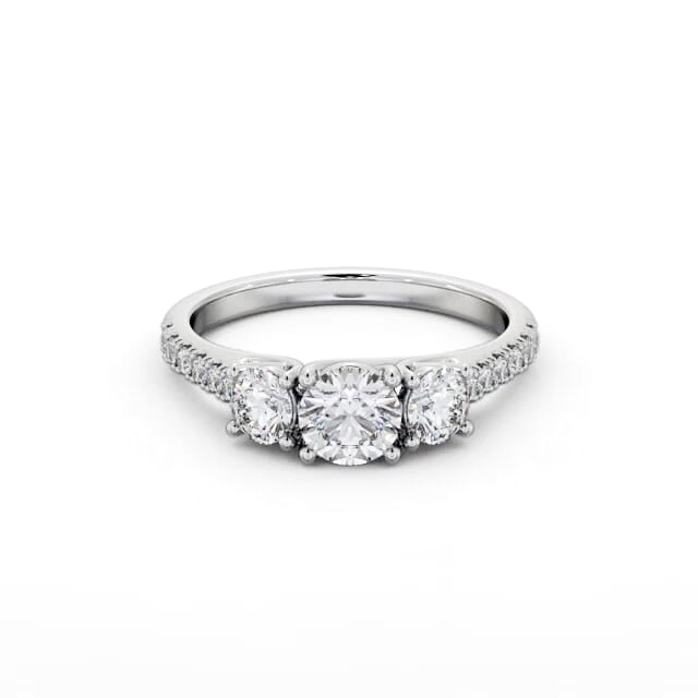 Three Stone Round Diamond Ring 18K White Gold - Sheridan TH87_WG_HAND