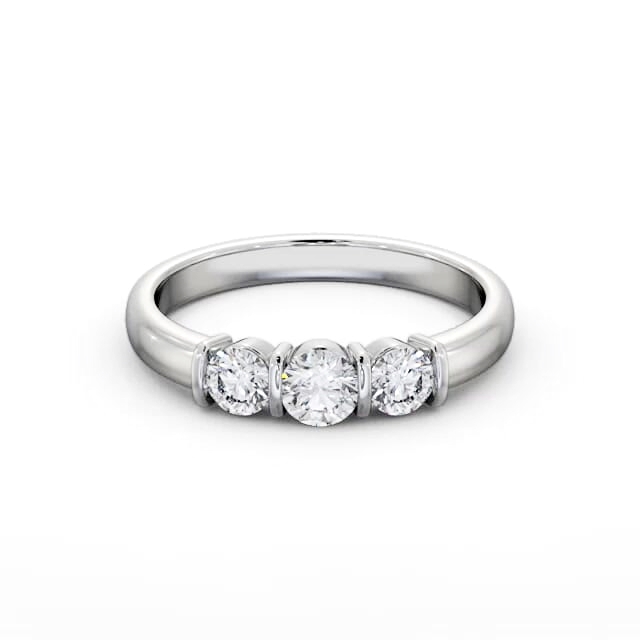 Three Stone Round Diamond Ring 18K White Gold - Josette TH88_WG_HAND