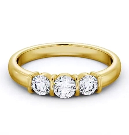 Three Stone Round Diamond Tension Set Ring 18K Yellow Gold TH88_YG_THUMB1