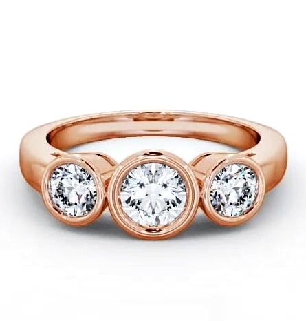 Three Stone Round Diamond Bezel Set Ring 18K Rose Gold TH8_RG_THUMB1