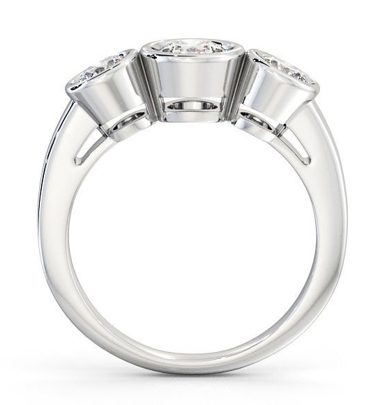 Three Stone Round Diamond Bezel Set Ring 18K White Gold TH8_WG_THUMB1
