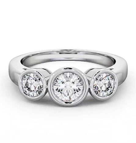 Three Stone Round Diamond Bezel Set Ring 9K White Gold TH8_WG_THUMB1